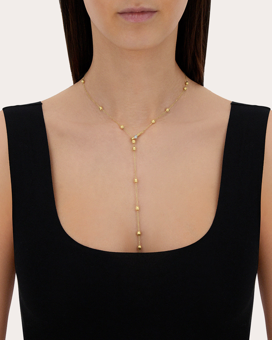 Soffio 18K Gold Diamond Lariat Necklace