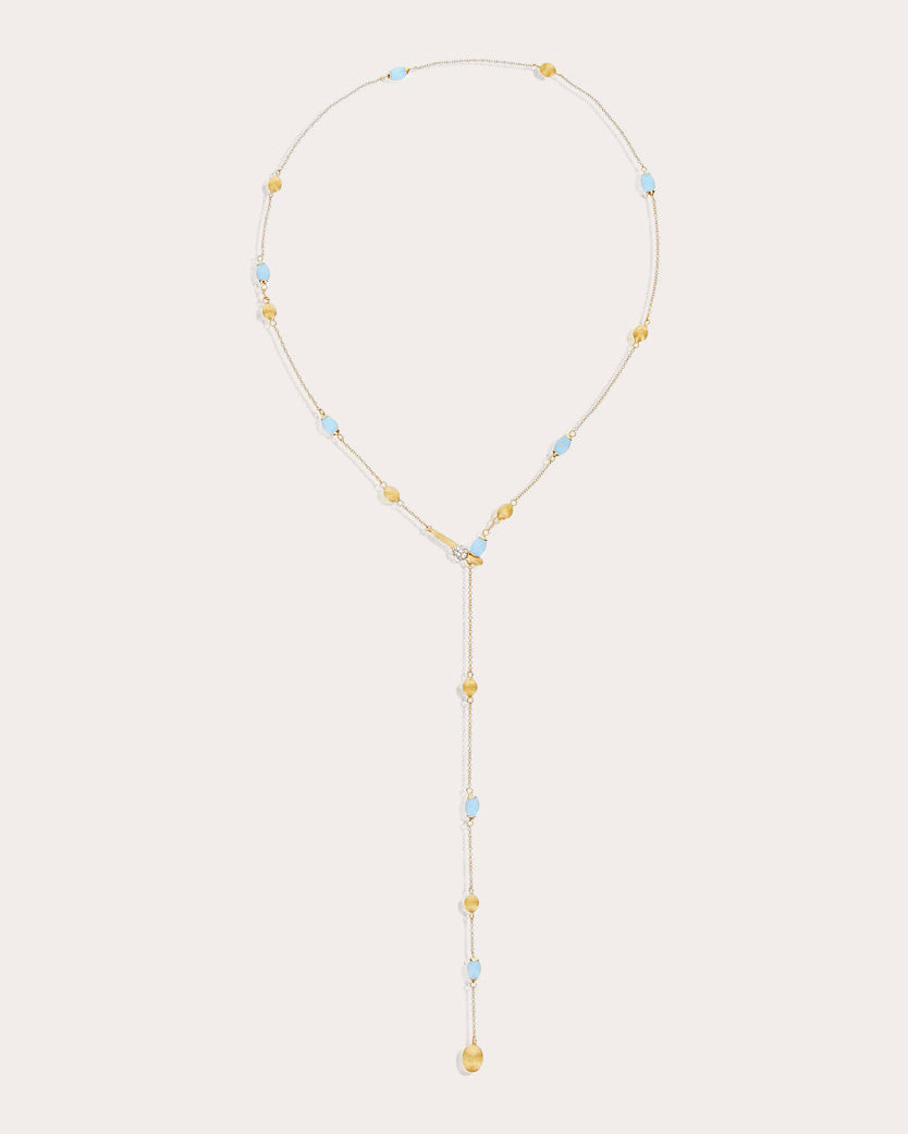 Soffio 18K Gold Aquamarine and Diamond Lariat Necklace