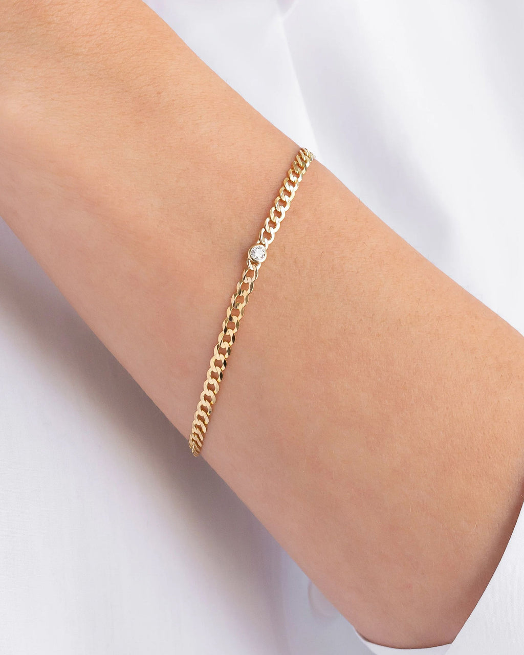 14K Gold Diamond Cuban Link Bracelet