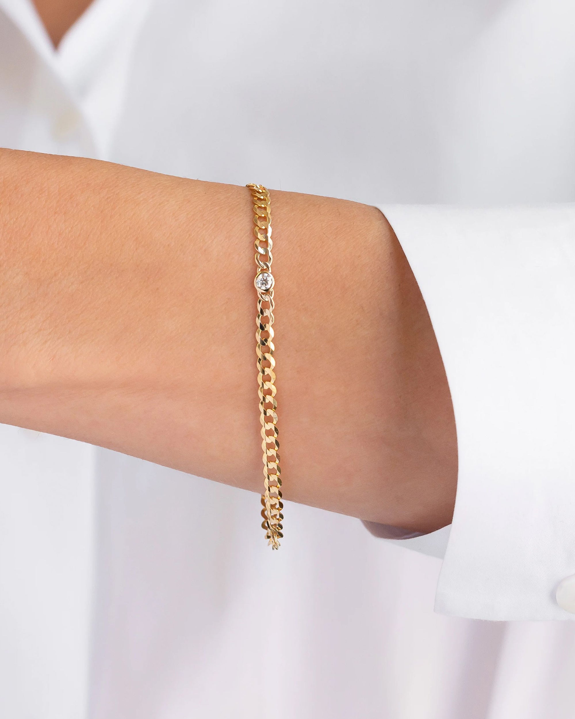 14K Gold Diamond Cuban Link Bracelet