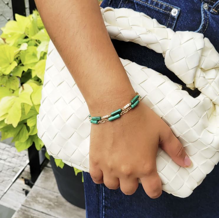 Palace 14K Gold Diamond and Malachite Bracelet