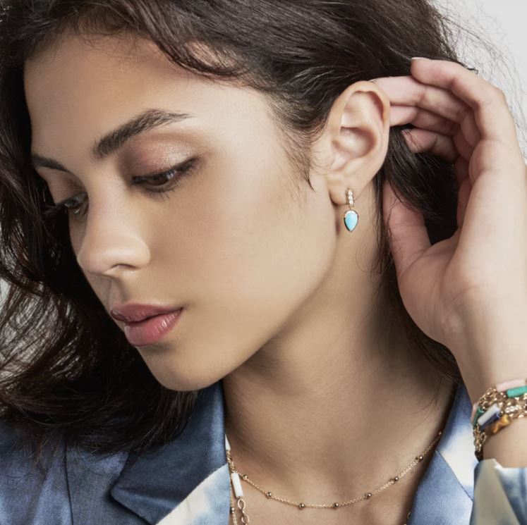 Palace 14K Gold Turquoise and Diamond Earrings