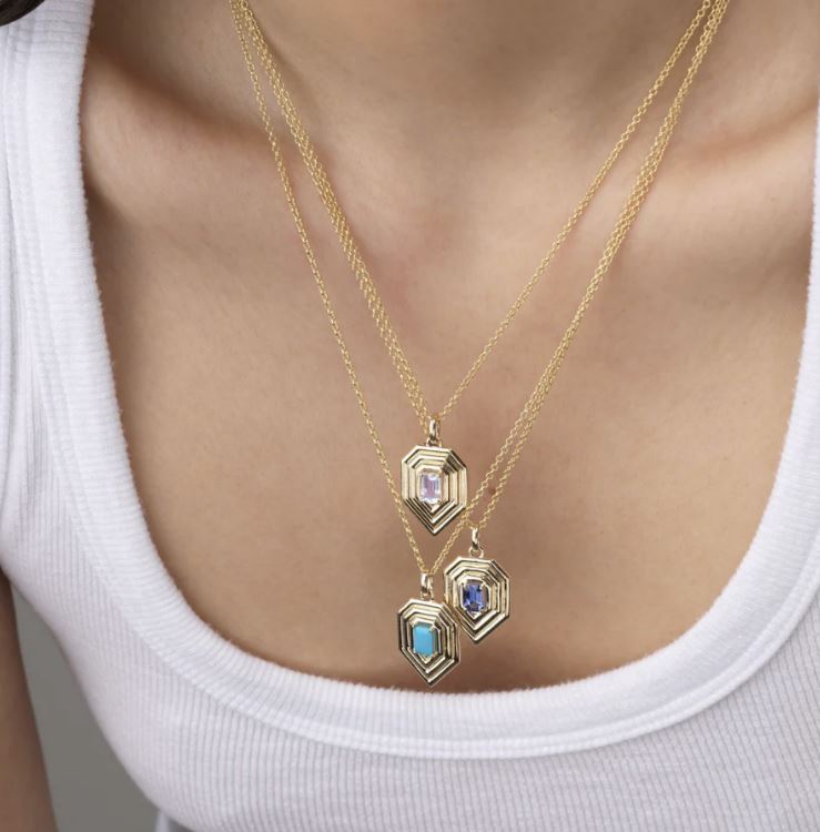 Revival 14K Gold Rainbow Moonstone Pendant Necklace