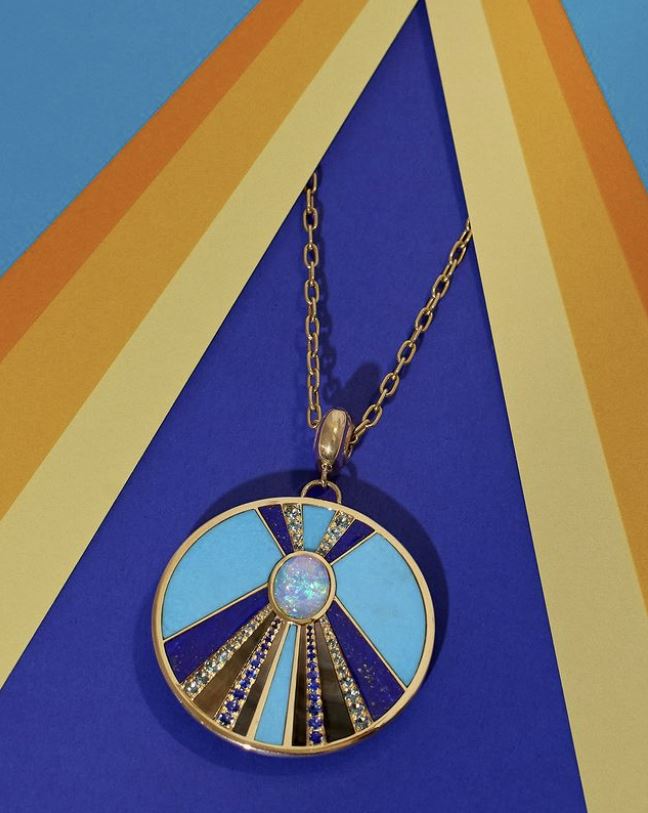Sun Stone 18K Gold Multi-Stone Pendant Necklace