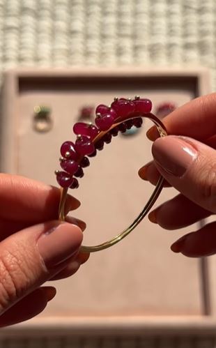 Candy 18K Gold Garnet and Pink Aventurine Bangle