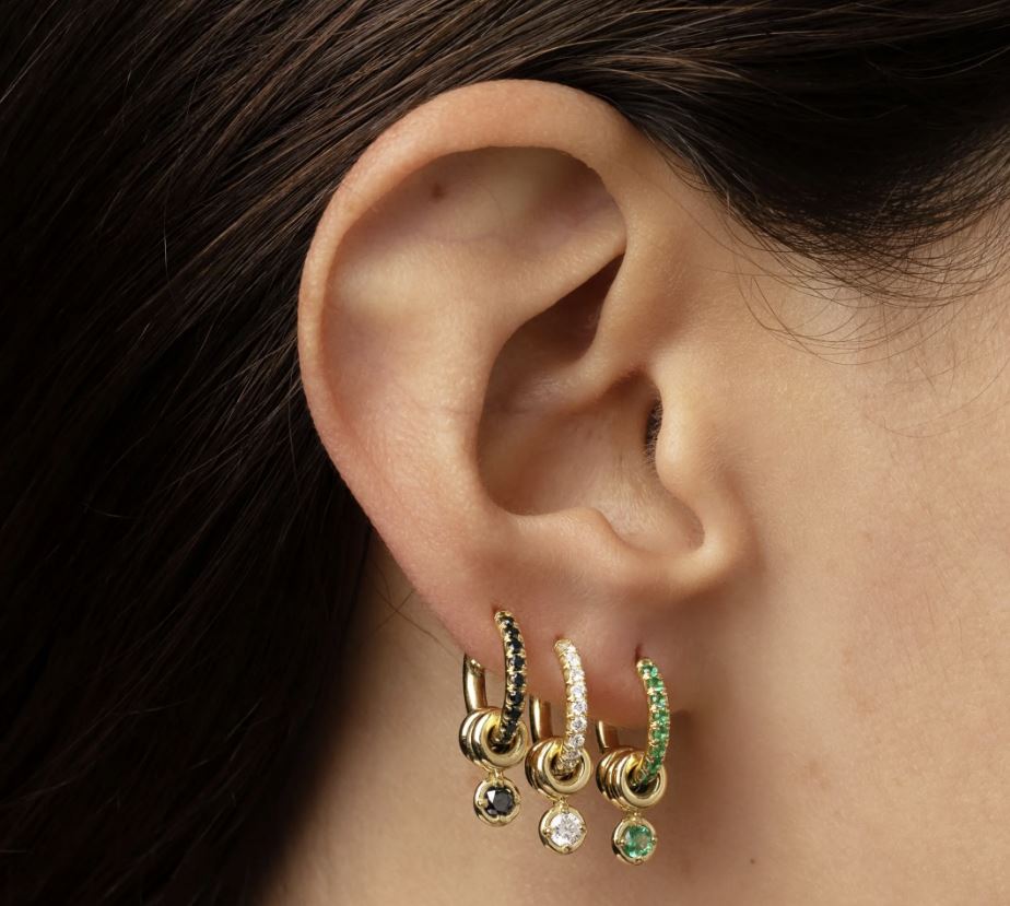 Zahra 18K Gold Diamond Pavé Hoop Earrings