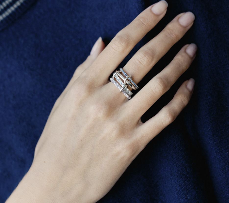 Iris Sterling Silver and Multi-Stone Linked Rings