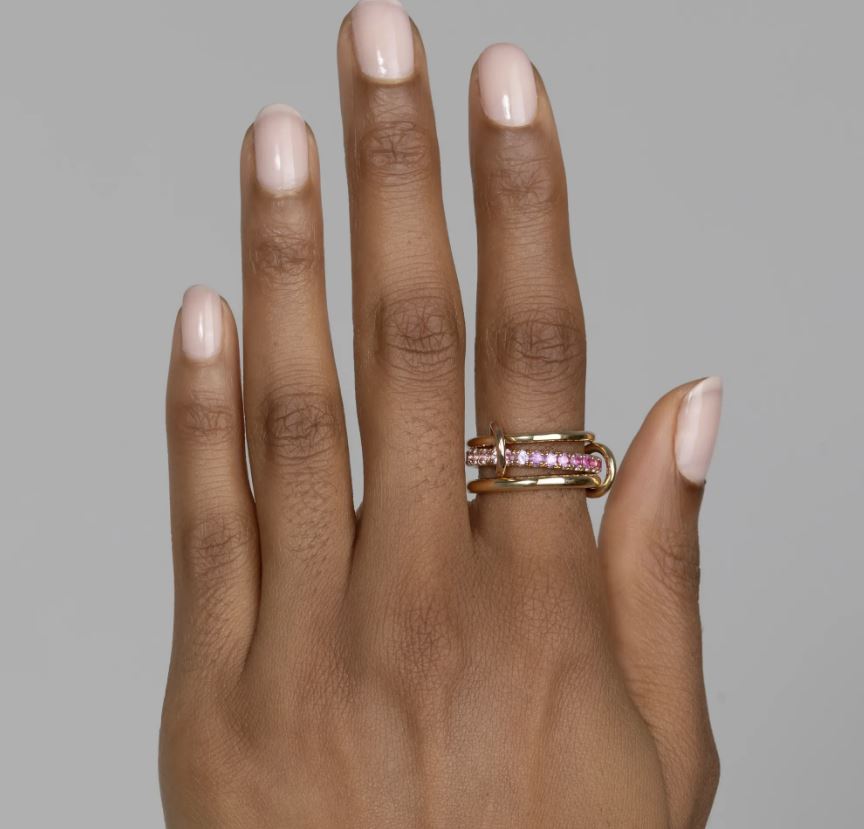 Petunia 18K Two-Tone Gold Ombré Pink Sapphire Linked Rings
