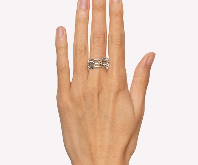 Acacia 18K Gold Sterling Silver and Diamond Linked Rings