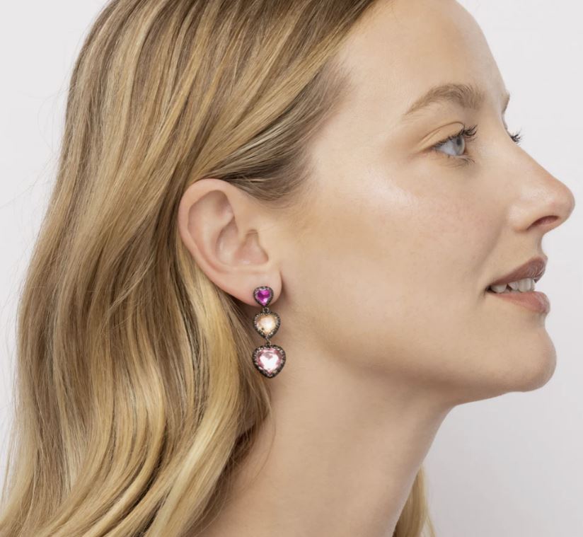 Valentina 'I Love NY' Rhodium-Dipped Quartz Earrings