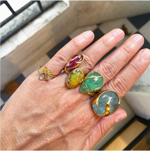Fire Spell 18K Gold Ethiopian Opal and Diamond Ring