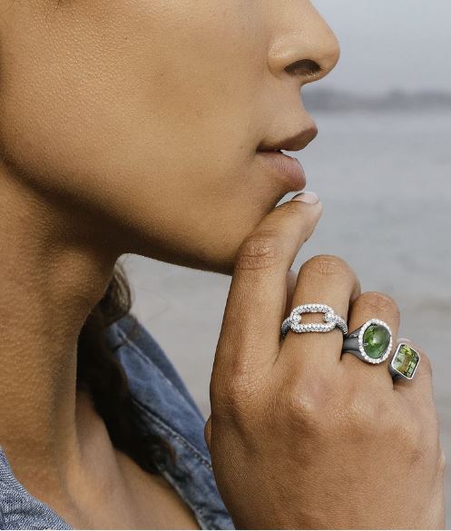 Sterling Silver and Diamond Curved Paperclip Ring
