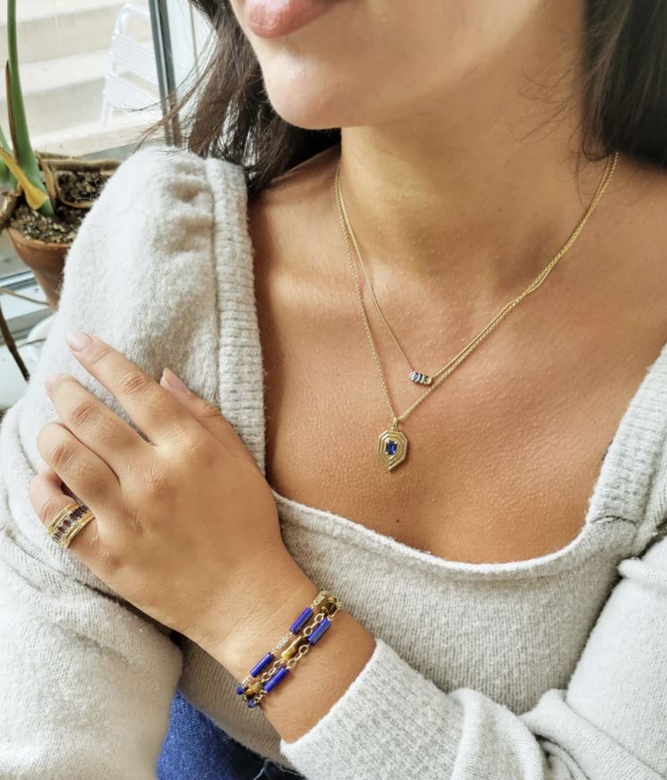 Revival Mini Deep Sea 14K Gold Sapphire Pendant Necklace
