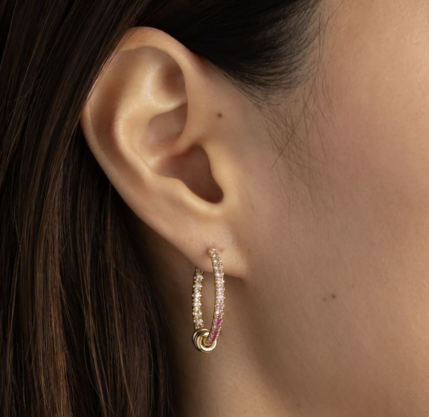 Argo 18K Gold Ombré Pink Sapphire Hoop Earrings