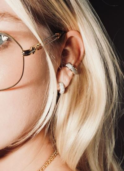 Luna 18K Gold Diamond Pavé Hoop Earrings