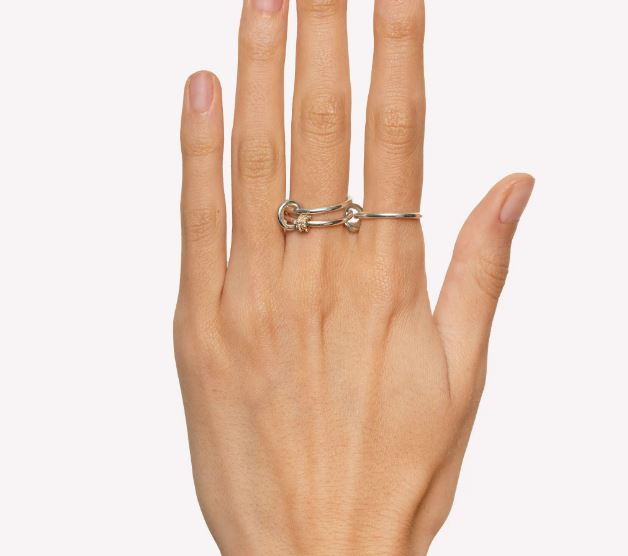 Acacia 18K Gold Sterling Silver and Diamond Linked Rings