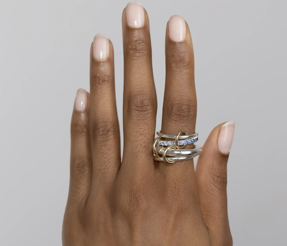 Janssen 18K Gold Sterling Silver Ombré Sapphire Linked Rings
