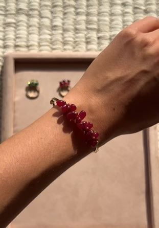 Candy 18K Gold Garnet and Pink Aventurine Bangle