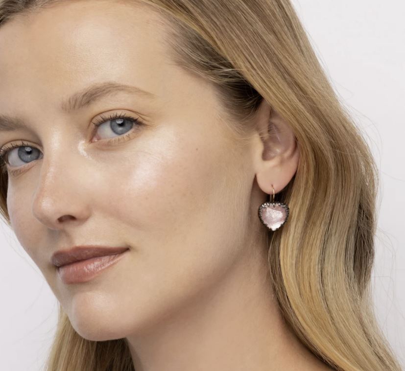 Valentina 'I Love NY' Rhodium-Dipped Quartz Earrings