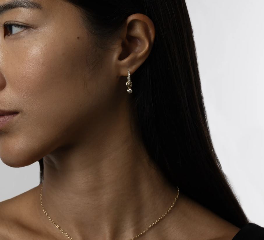 Zahra 18K Gold Diamond Pavé Hoop Earrings