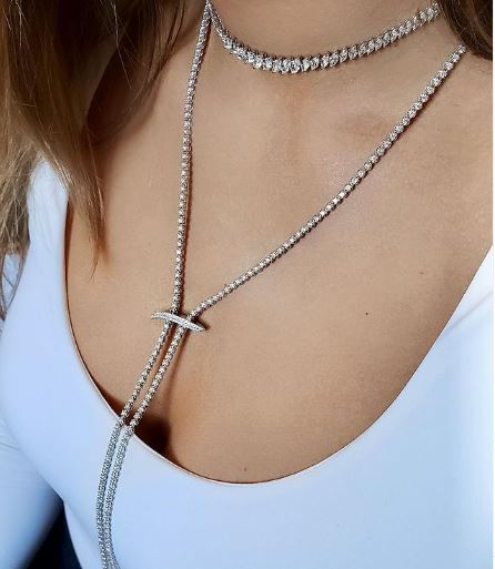 Mega Swirl 18K Gold Diamond Lariat Necklace