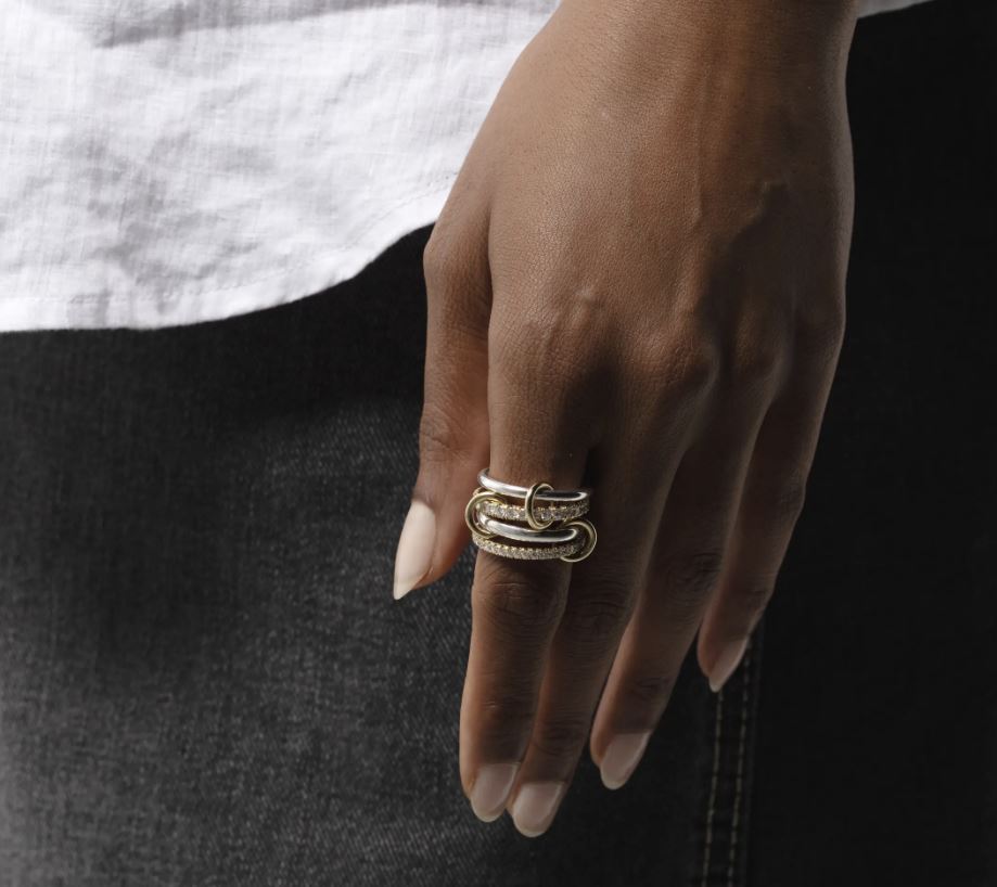 Halley 18K Two-Tone Gold Diamond Linked Rings