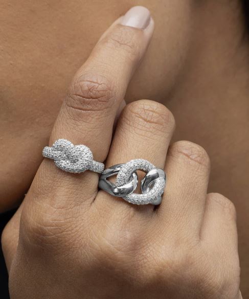 Mariner Love Knot Sterling Silver Diamond Ring