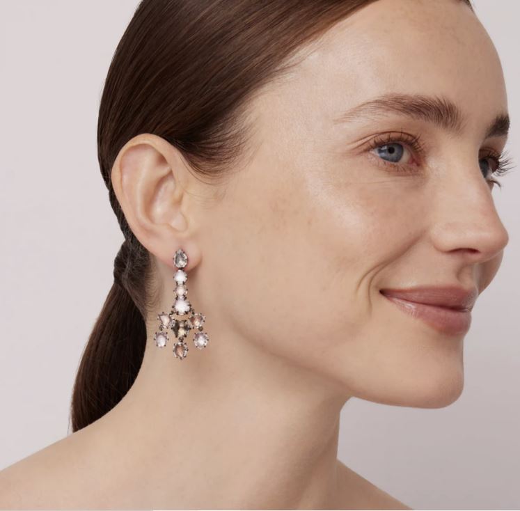 Caterina Rhodium-Dipped Quartz Girandole Earrings