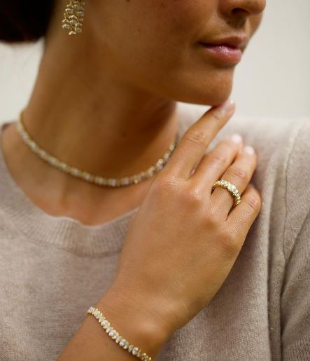 Bebe 18K Gold Moonstone and Diamond Ring