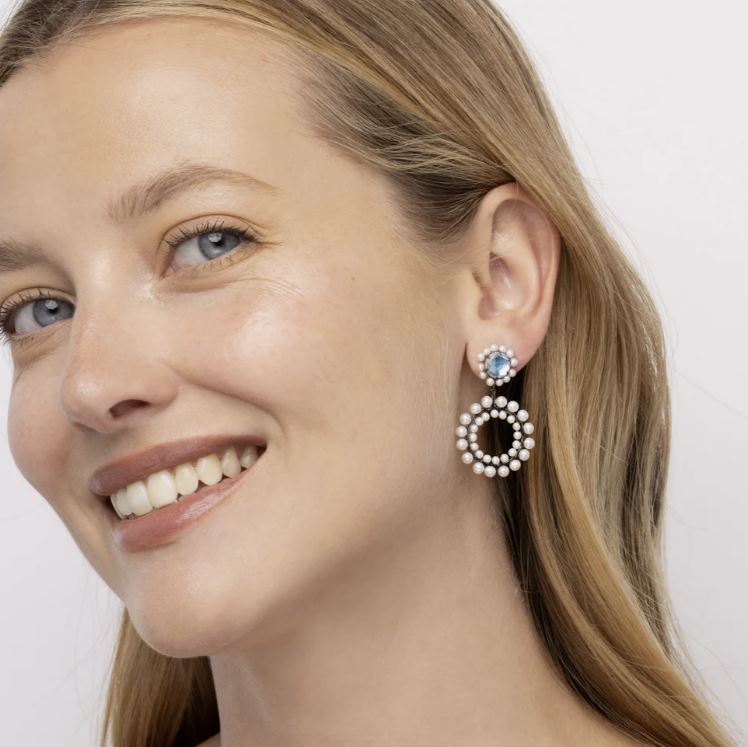 Olivia Rhodium-Dipped Pearl and Quartz Earrings