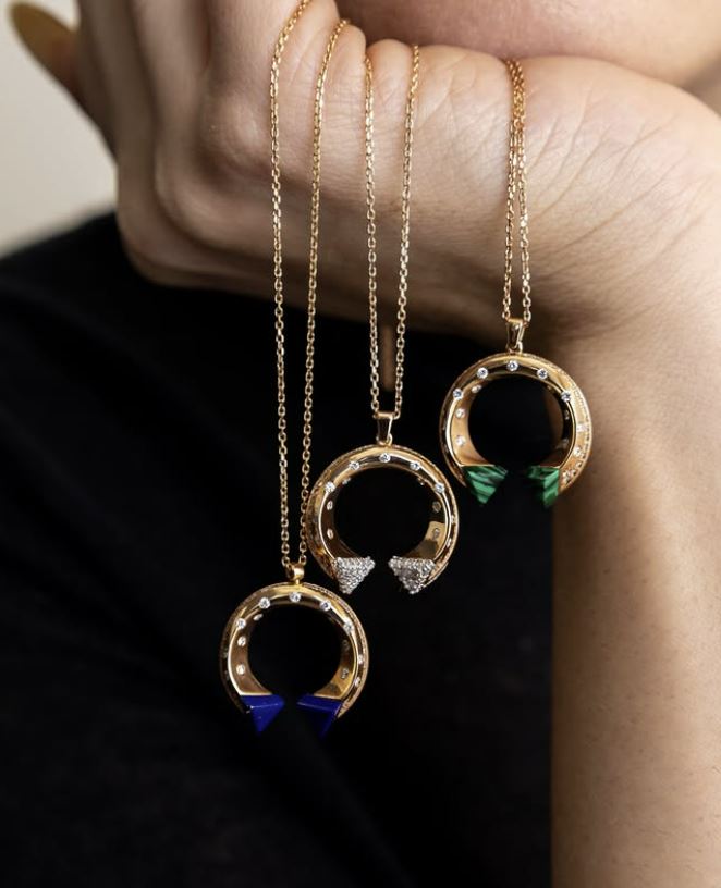 Mini Balance 18K Gold Lapis Lazuli and Diamond Pendant Necklace