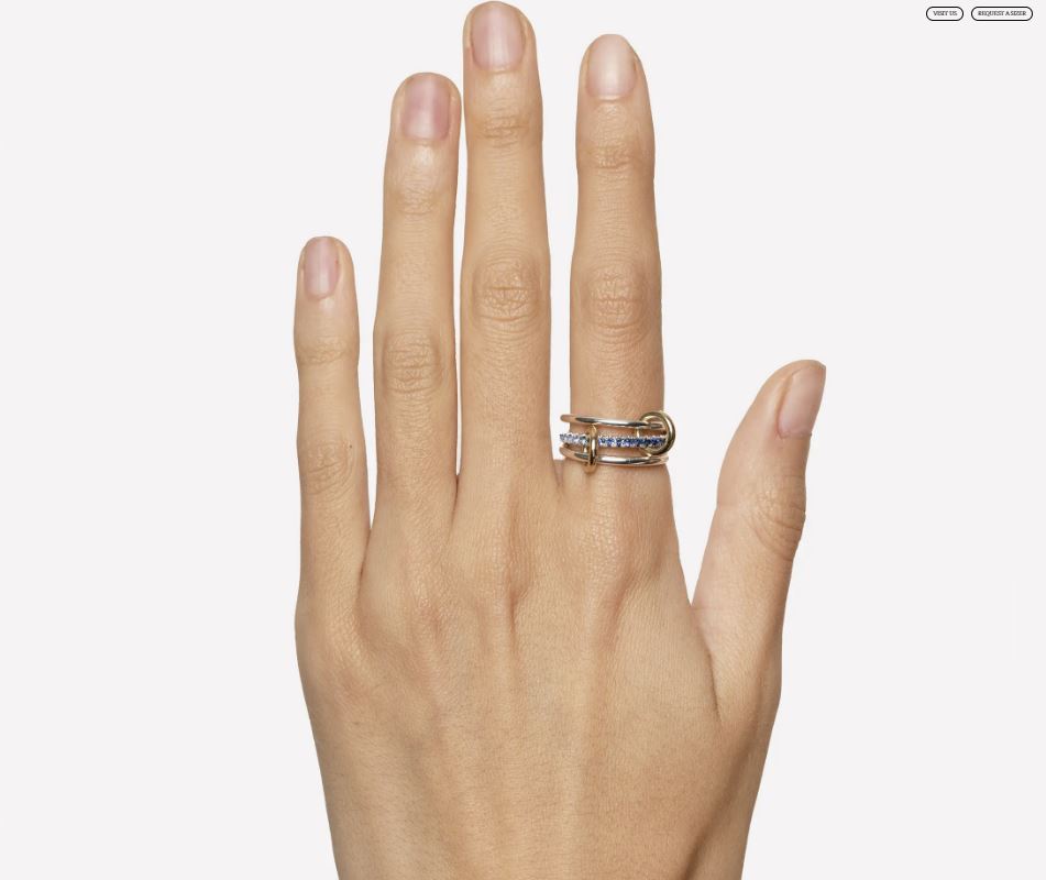 Tigris 18K Gold Sterling Silver Ombré Sapphire Linked Rings