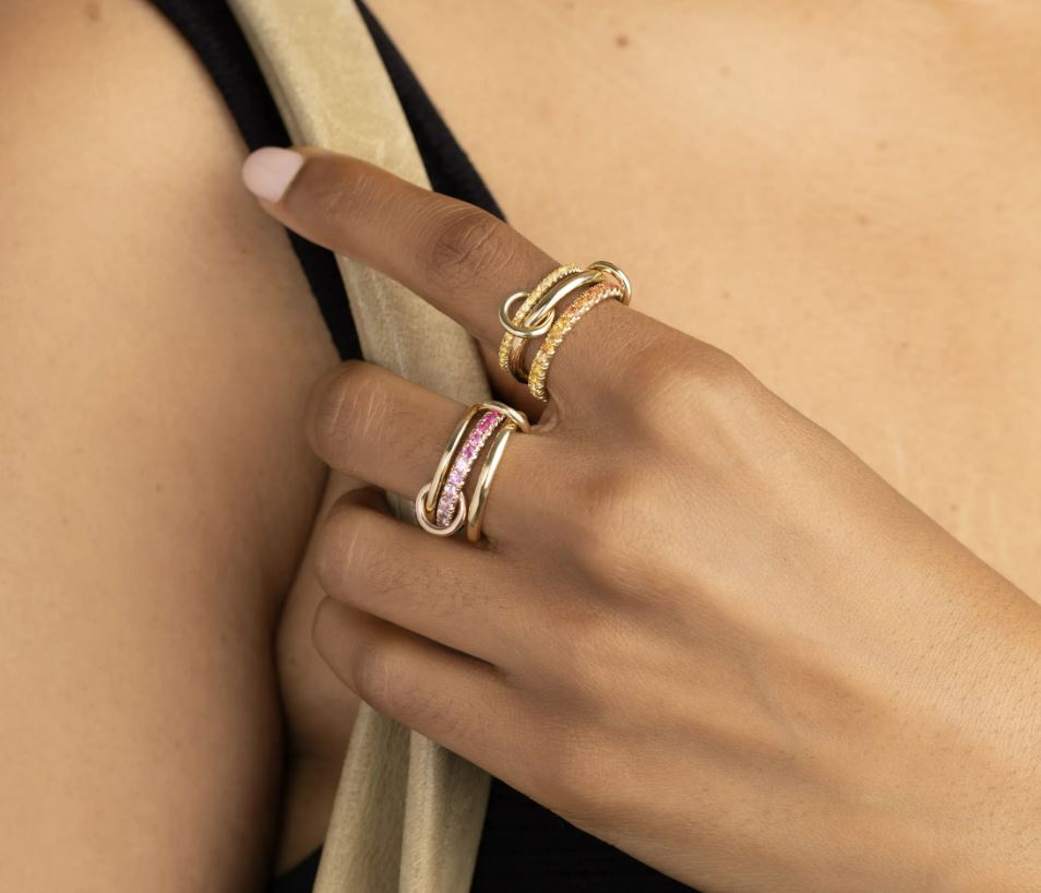 Norah 18K Gold Ombré Sapphire Linked Rings