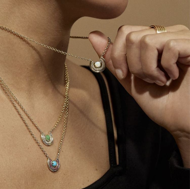 Revival Row 14K Gold Turquoise and Sapphire Pendant Necklace