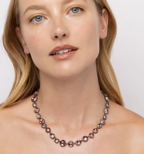 Small Sadie Rhodium-Dipped Quartz Rivière Necklace