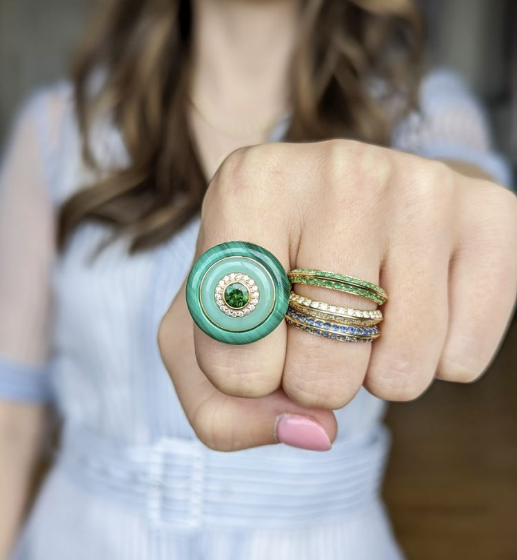 Crew 14K Gold Emerald Knife Edge Ring