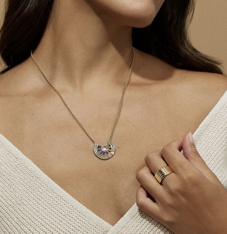 Revival 14K Gold Multi-Sapphire and Moonstone Pendant Necklace