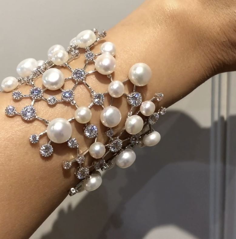 Constellation 18K Gold and Rhodium Vermeil Pearl and Lab-Grown Diamond Bracelet