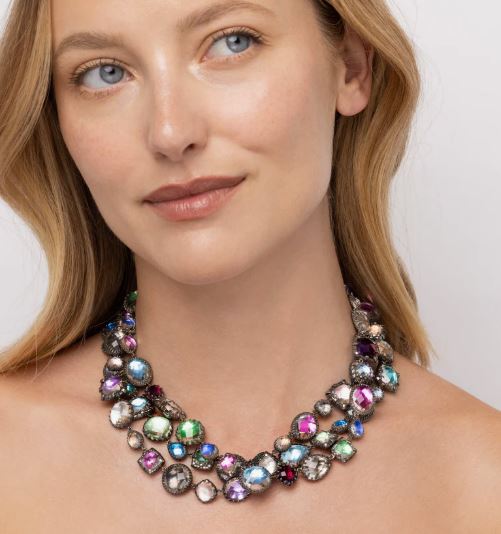 Large Sadie Rhodium-Dipped Quartz Rivière Necklace