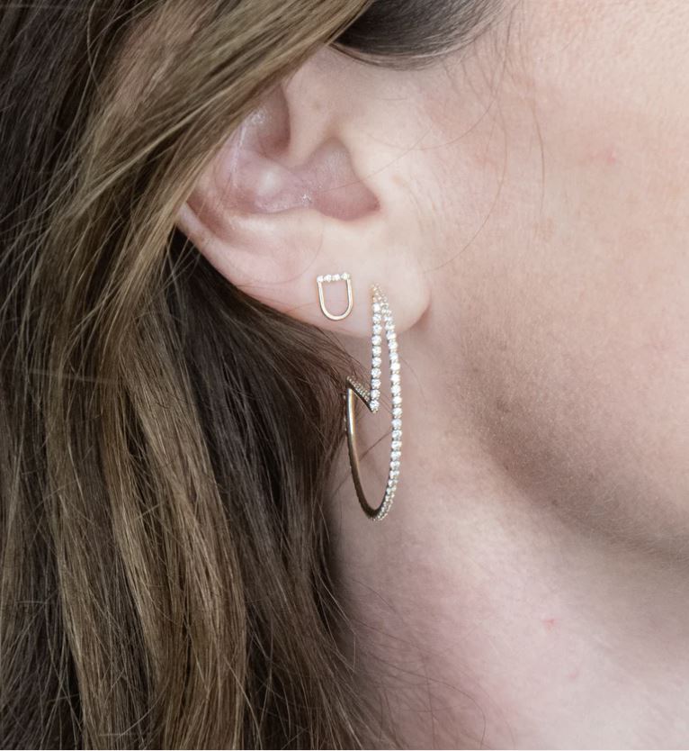Edge Mini 14K Gold Diamond Link Earrings