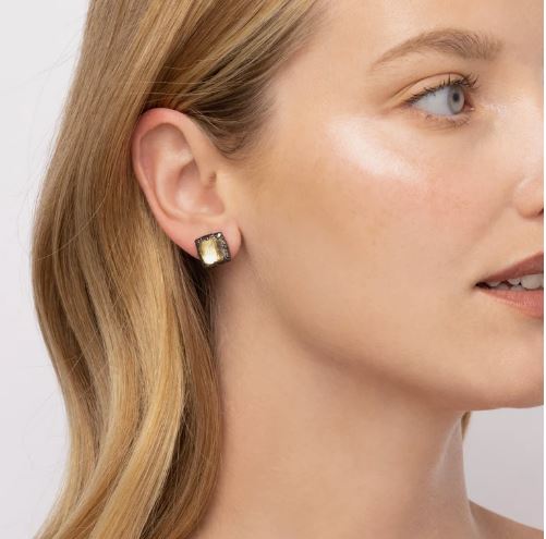 Bella Rhodium-Dipped Quartz Stud Earrings