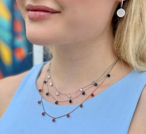 Floating 18K Gold Sapphire Necklace