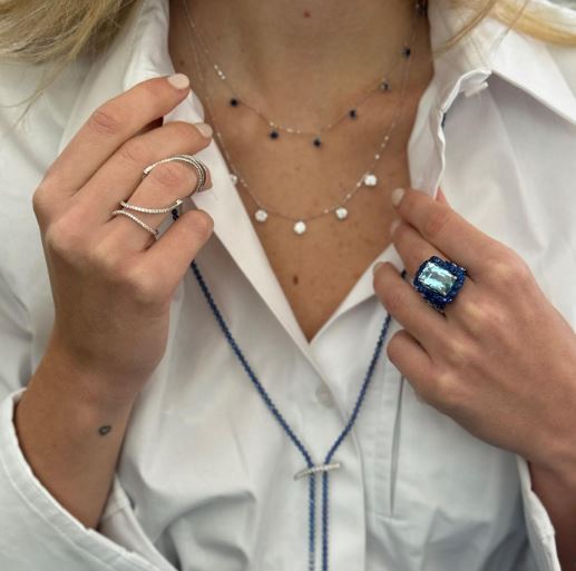 Floating 18K Gold Sapphire Necklace