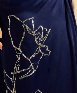Draped Crystal-Embellished Cady Gown
