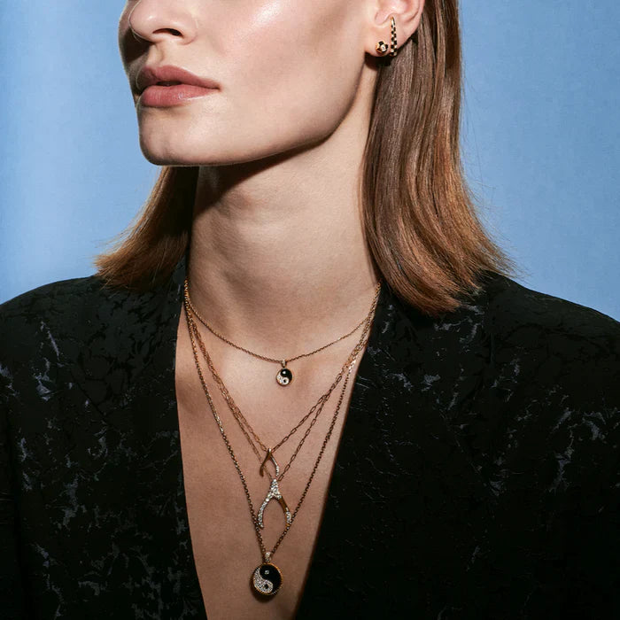Large Wishbone 18K Gold and Lab-Grown Diamond Pendant Necklace