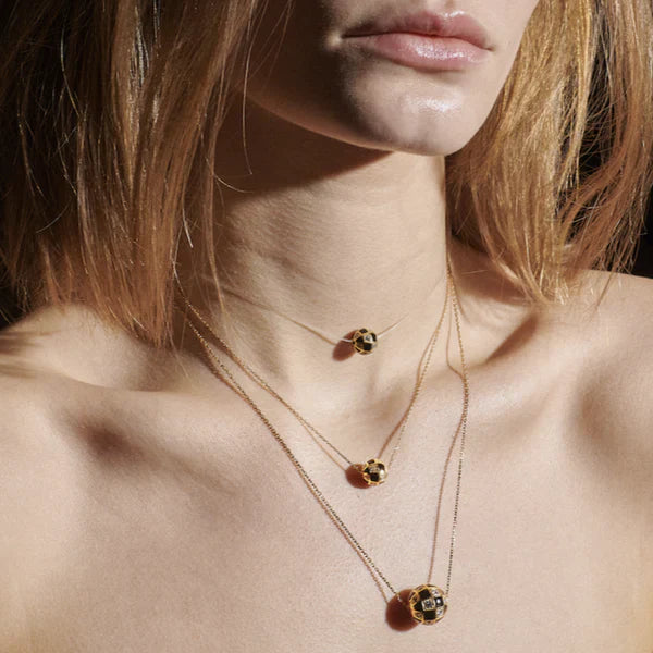 Mini Globe 18K Gold Lacquer and Lab-Grown Diamond Pendant Necklace