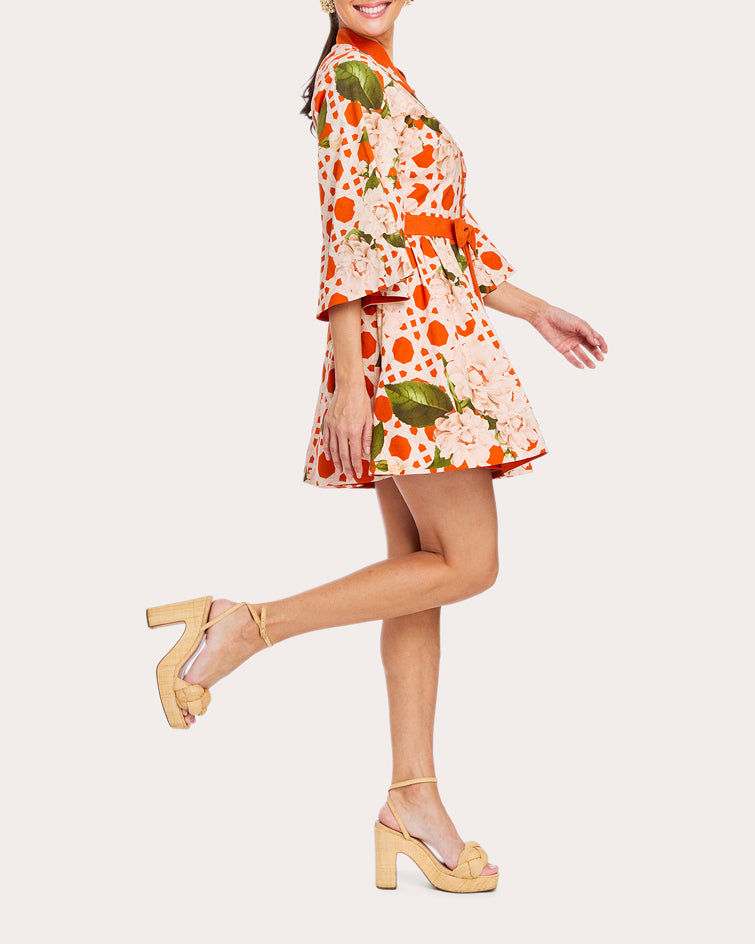 Carmen Floral Cotton Linen Mini Dress