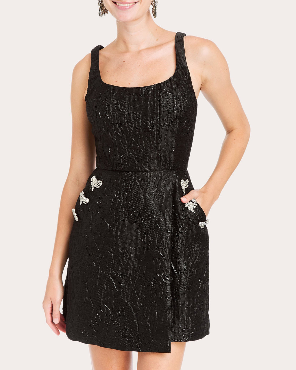 Chianti Embellished Metallic Jacquard Mini Dress