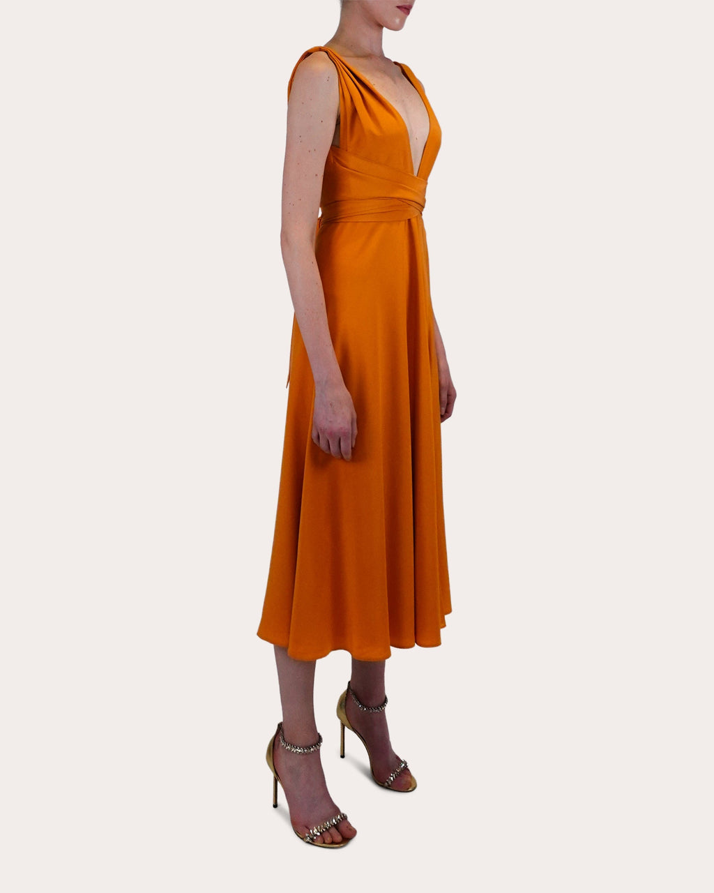 Cirrus Belted Silk-Charmeuse Midi Dress