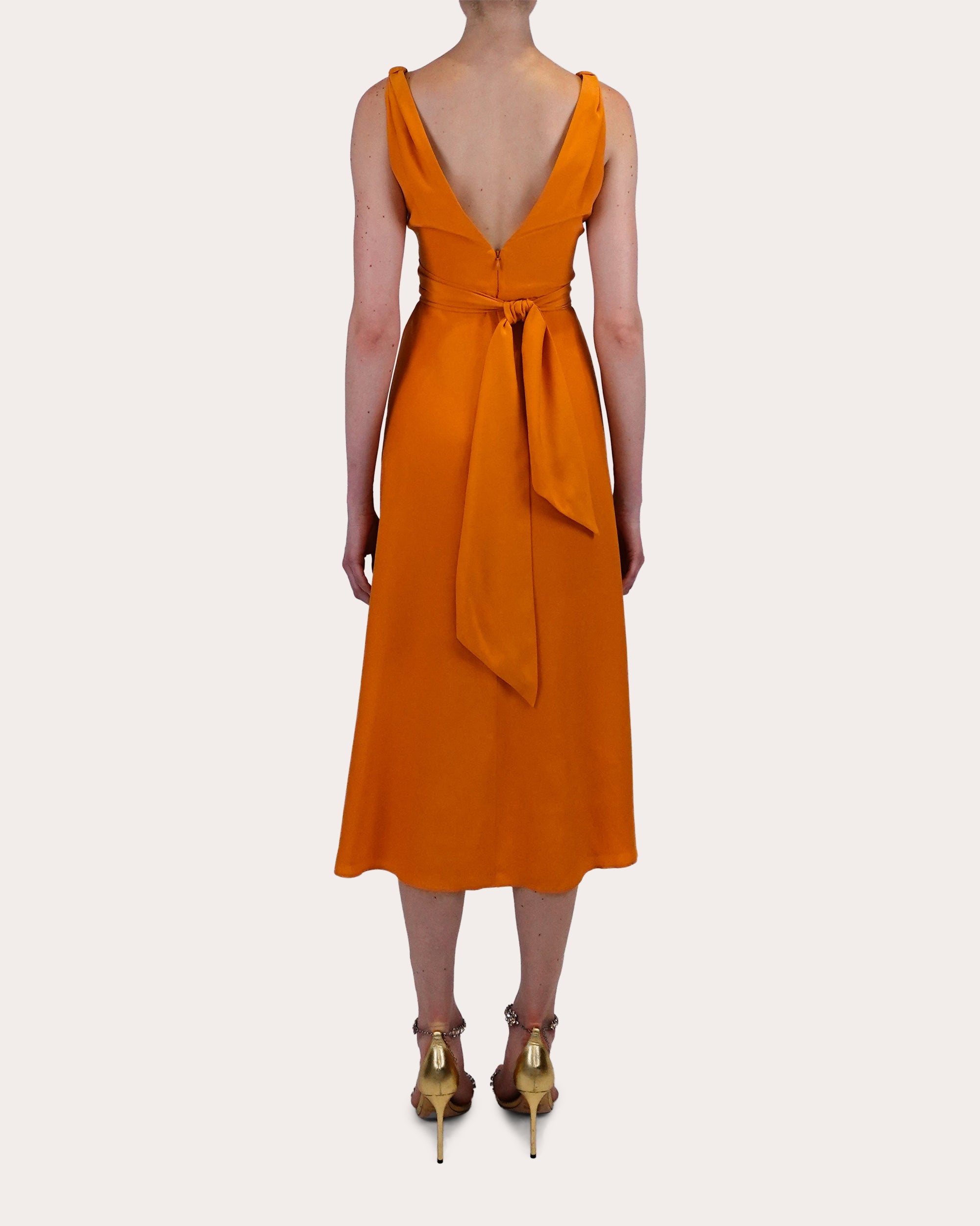 Cirrus Belted Silk-Charmeuse Midi Dress